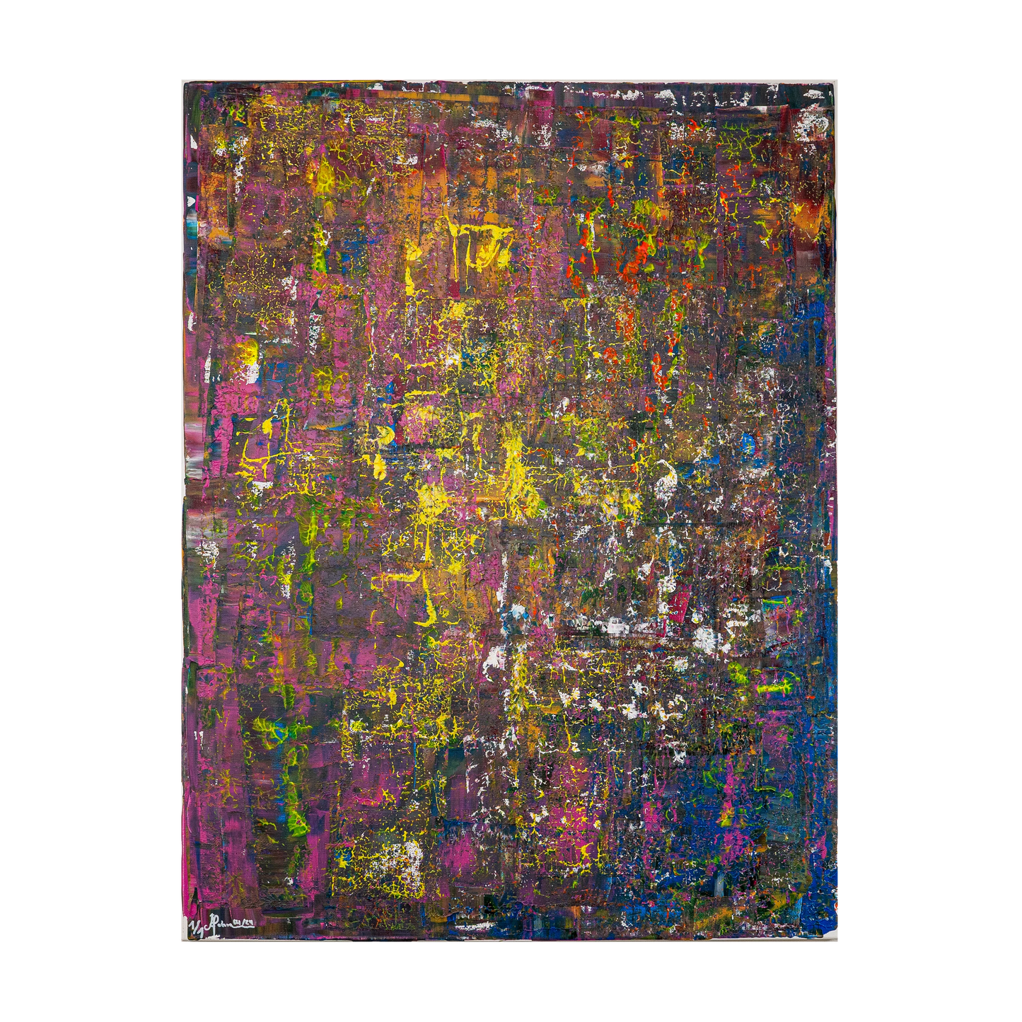 Abstraktes Bild ‚Farben der Nacht‘, handgemalt auf Leinwand ohne Rahmen