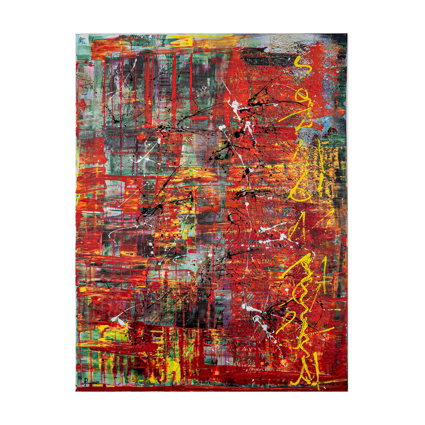 Gemälde Feuer und Bewegung, abstrakte Kunst auf Leinwand ohne Rahmen - abstrakter Expressionismus