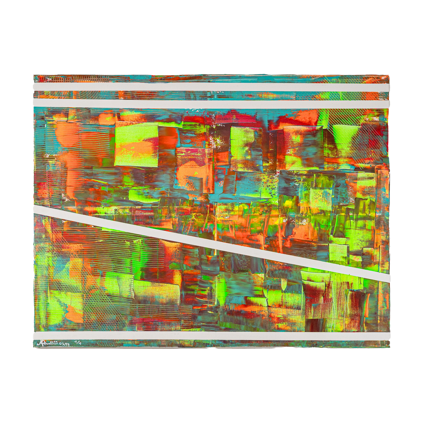 Abstraktes Gemälde Strukturen des Lebens, handgemalte Kunst auf Leinwand, ohne Rahmen